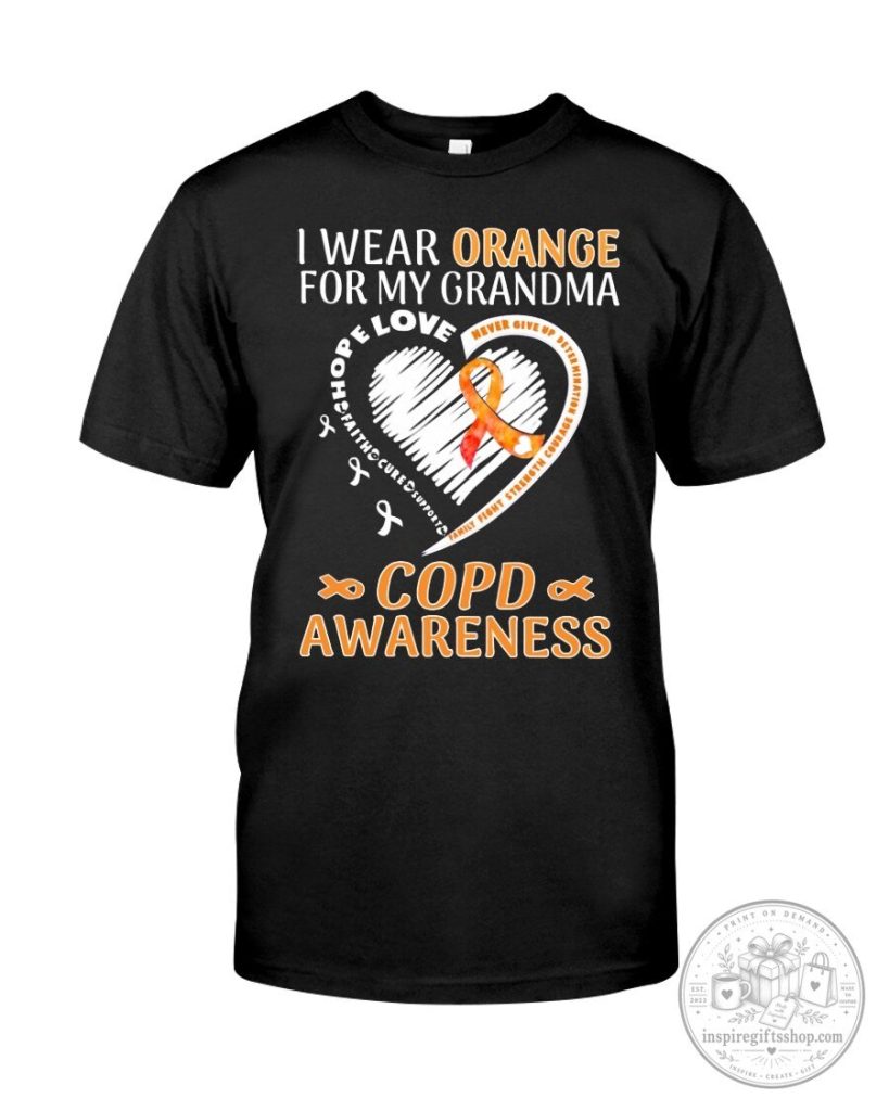 COPD Awareness Orange Ribbon I Wear Orange For My Grandma T-Shirt