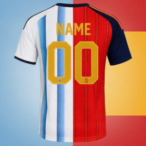 Spain vs Argentina World Cup 2026 Final Half & Half Soccer Jersey 3 Spain vs Argentina World Cup 2026 Final Half & Half Jersey