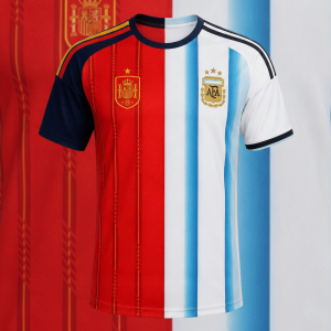 Spain vs Argentina World Cup 2026 Final Half & Half Soccer Jersey 2 Spain vs Argentina World Cup 2026 Final Half & Half Jersey