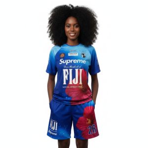 Haskell Wearing Supreme SS26 Fiji Soccer Jersey Set