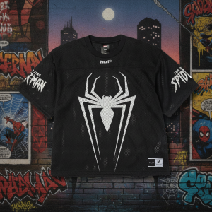 HUF x Marvel Spider-Man Black Football Jersey - Graphic Streetwear Shirt