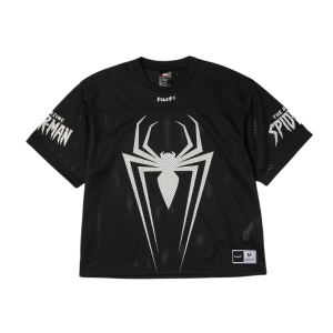HUF x Marvel Spider-Man Black Football Jersey - Graphic Streetwear Shirt