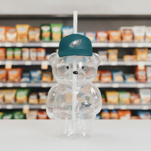 Philadelphia Eagles Football Fan Cute Bear Shaped Clear Bear Glass Cup 6 Philadelphia Eagles Football Fan Cute Bear Shaped Clear Bear Glass Cup