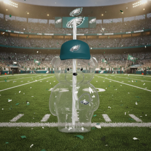 Philadelphia Eagles Football Fan Cute Bear Shaped Clear Bear Glass Cup 5 Philadelphia Eagles Football Fan Cute Bear Shaped Clear Bear Glass Cup
