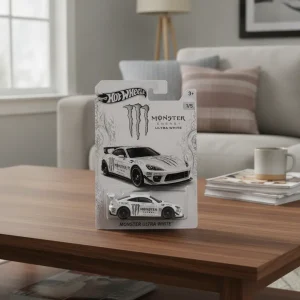 Monster Energy Ultra White Diecast Toy Car Custom Sportscar Model