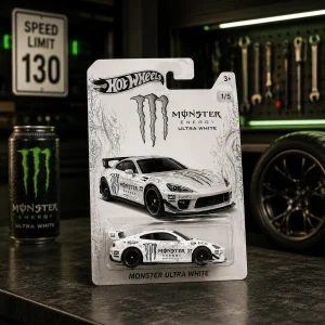 Monster Energy Ultra White Diecast Toy Car Custom Sportscar Model