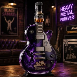 Black Sabbath Paranoid Guitar-Shaped Whiskey Decanter