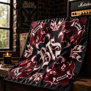 BTS V Taehyung World Cup Final 2026 Red Demon Square Bandana Scarf