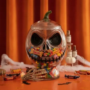 Jack Skellington Skull Candy Holder Glass Jar