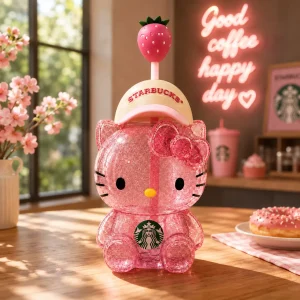 Hello Kitty Strawberry Starbucks Glitter Tumbler