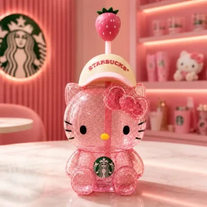 Hello Kitty Strawberry Starbucks Glitter Tumbler