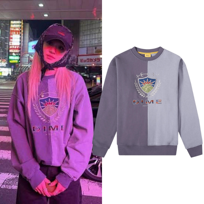 ROSÉ BLACKPINK x Dime Split Crest Graphic Crewneck Sweatshirt