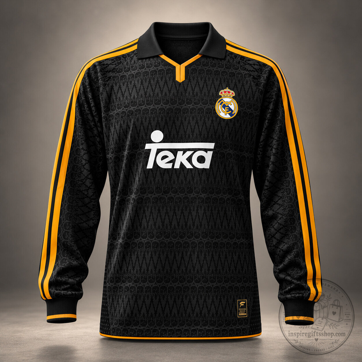 Real Madrid 1999/00 Away Player Issue Long Sleeve Jersey – Adidas Retro Black Football Shirt | Champions League Classic Kit