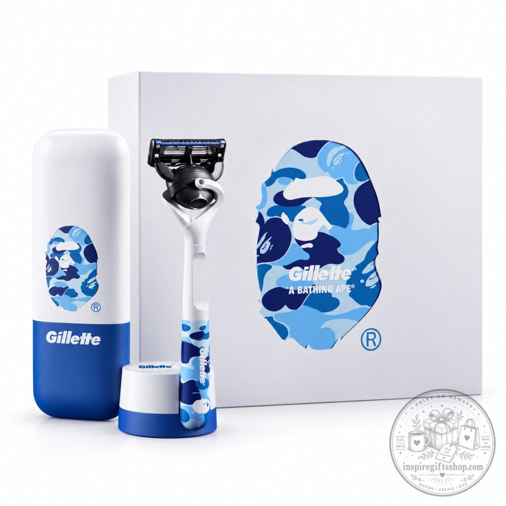 BAPE x Gillette Limited Edition Razor – ABC Camo ProShield Shaving Set | Magnetic Stand & Collectible Grooming Accessory