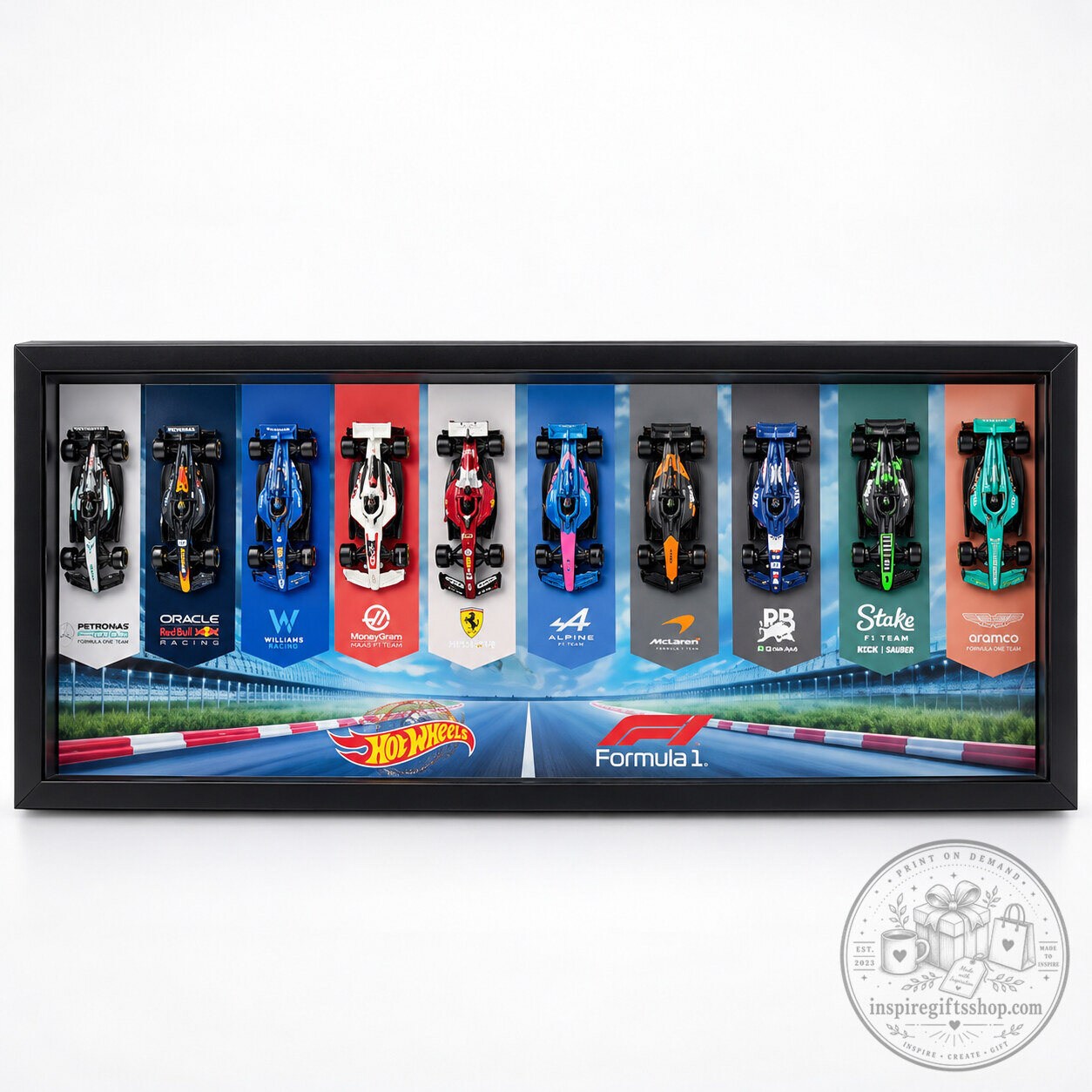 Hot Wheels x Formula 1 Framed Diecast Display – Limited Edition F1 Racing Wall Art | Motorsport Collector Decor