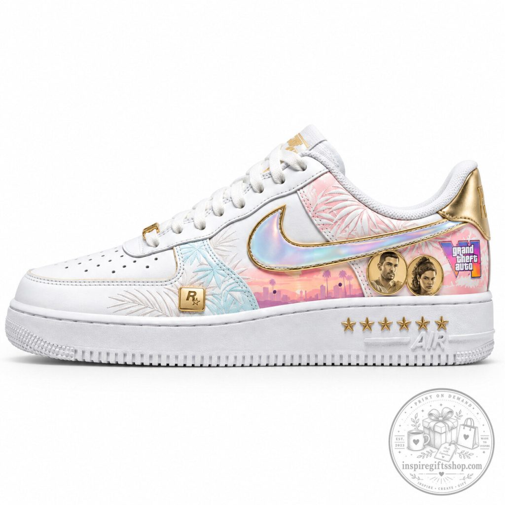 GTA VI Nike Air Force 1 – Rockstar Games Concept Sneakers | Vice City Inspired Custom AF1 Streetwear