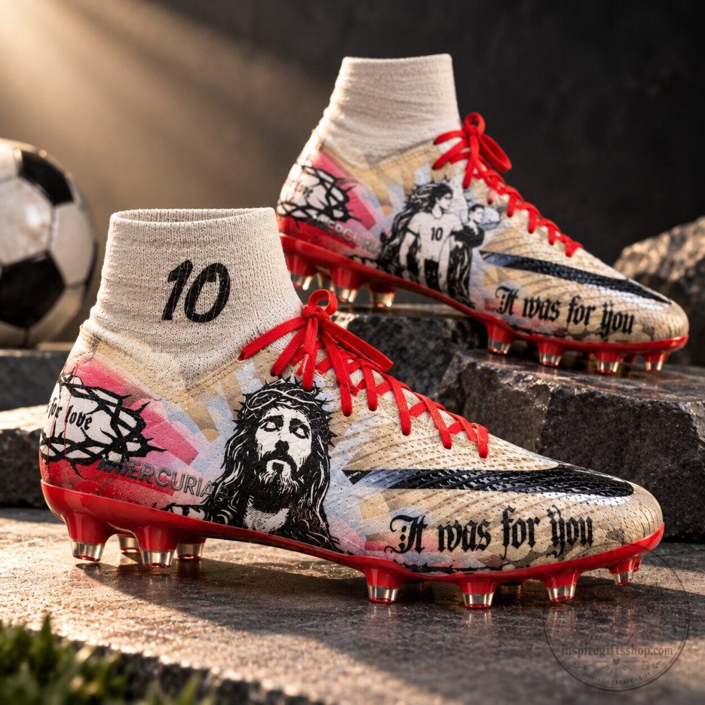Roger Guedes Jesus Custom Football Boots – “It Was for Love” Crown of Thorns Soccer Cleats | Faith-Inspired Player Gear