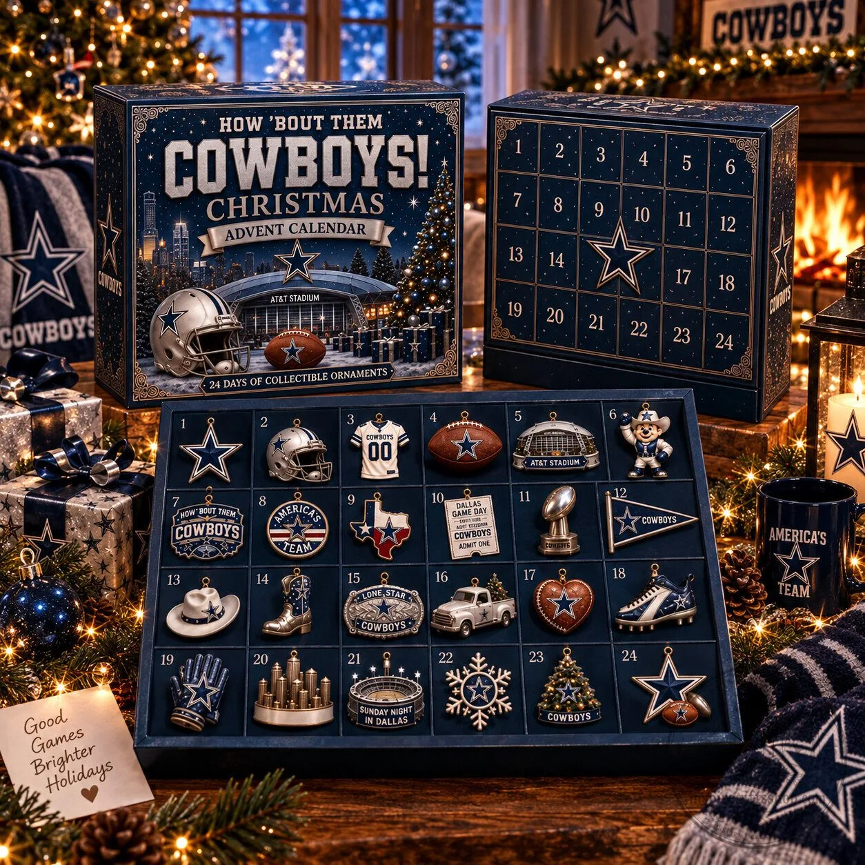Dallas Cowboys Advent Calendar 2026 – 24 Day Christmas Countdown Gift | NFL Football Fan Holiday Collectible 7 Dallas Cowboys Advent Calendar 2026 – 24 Day Christmas Countdown Gift | NFL Football Fan Holiday Collectible