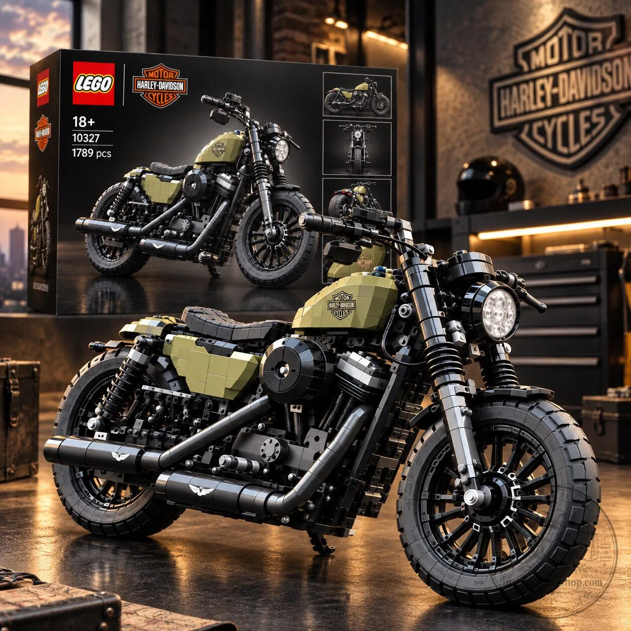 Harley-Davidson Cruiser Motorcycle Building Set 2026 – LEGO Style Brick Model Kit | Custom Motorcycle Collectible Gift