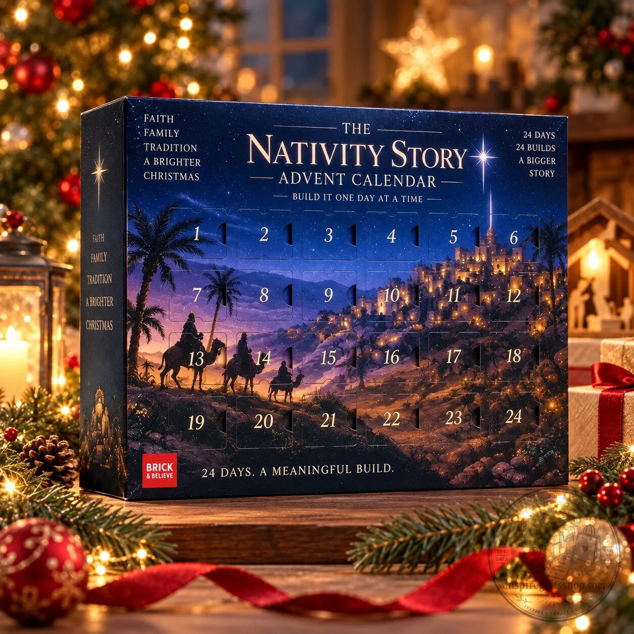 Christian Nativity Advent Calendar 2026 – 24 Day Christmas Story Building Block Set | Jesus Birth Family Gift