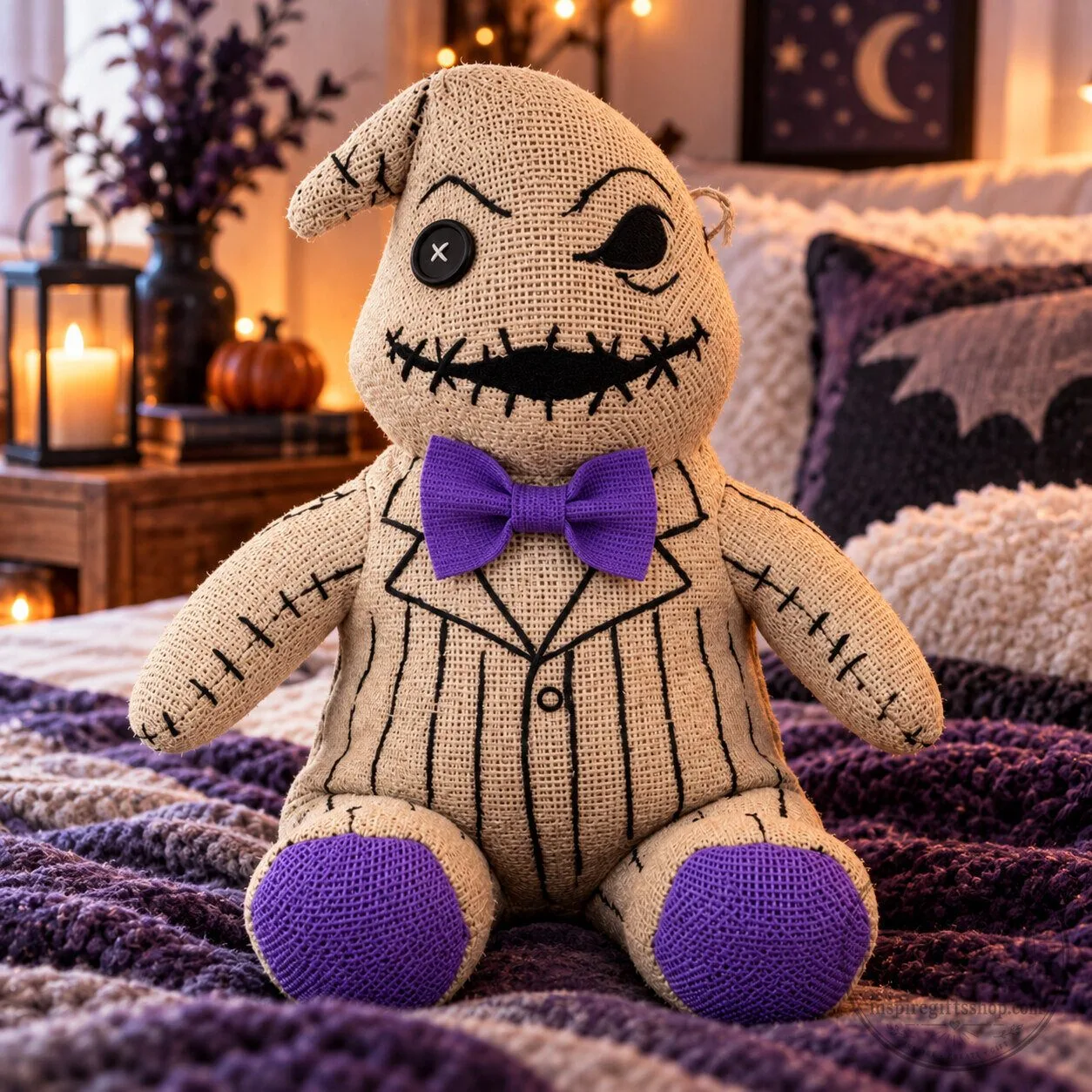 Oogie Boogie Starbucks Inspired Plush 2026 – Purple Bow Tie Nightmare Before Christmas Stuffed Toy | Halloween Collector Gift 5 Oogie Boogie Starbucks Inspired Plush 2026 – Purple Bow Tie Nightmare Before Christmas Stuffed Toy | Halloween Collector Gift