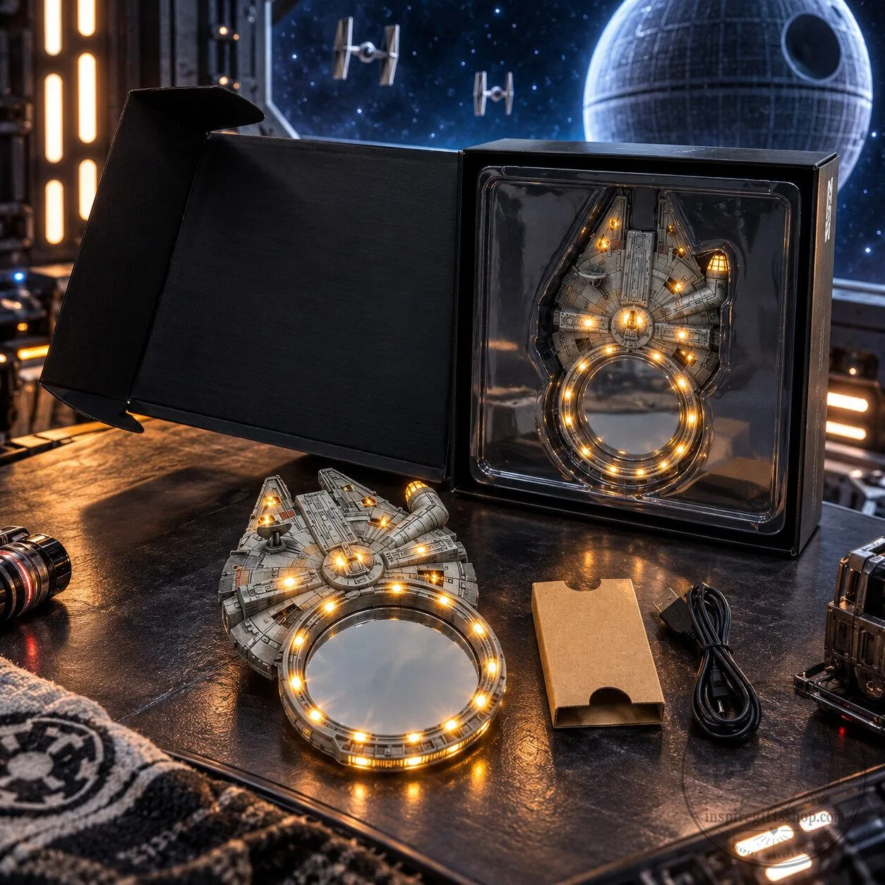 Millennium Falcon LED Ring Light 2026 – Star Wars Inspired Desk Lamp | Galaxy Room Decor & Fan Gift 6 Millennium Falcon LED Ring Light 2026 – Star Wars Inspired Desk Lamp | Galaxy Room Decor & Fan Gift