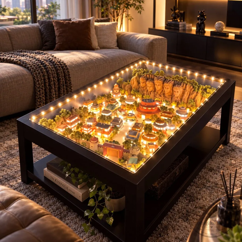 Naruto Hidden Leaf Village Coffee Table – Illuminated Konoha Diorama Furniture Anime Home Decor Gift Naruto Hidden Leaf Village Coffee Table – Illuminated Konoha Diorama Furniture | Anime Home Decor Gift