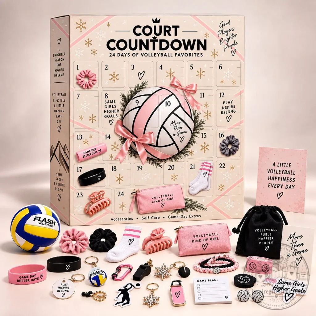 Volleyball Girl Court Countdown Advent Calendar 2026 – 24 Day Christmas Countdown | Volleyball Player Gift