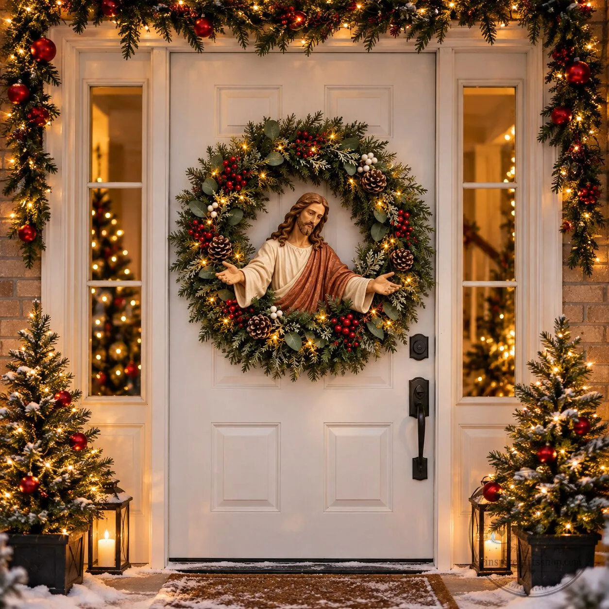 Jesus Christmas Wreath – Christian Front Door Decoration | Religious Nativity Holiday Decor 5 Jesus Christmas Wreath – Christian Front Door Decoration | Religious Nativity Holiday Decor