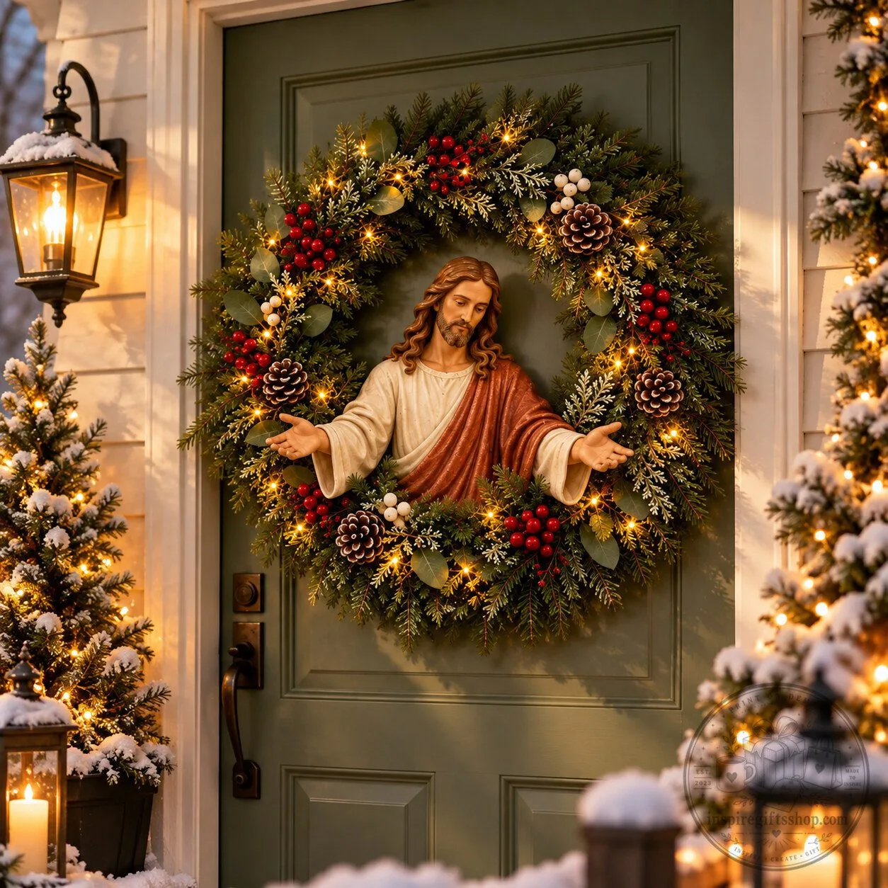Jesus Christmas Wreath – Christian Front Door Decoration | Religious Nativity Holiday Decor 6 Jesus Christmas Wreath – Christian Front Door Decoration | Religious Nativity Holiday Decor