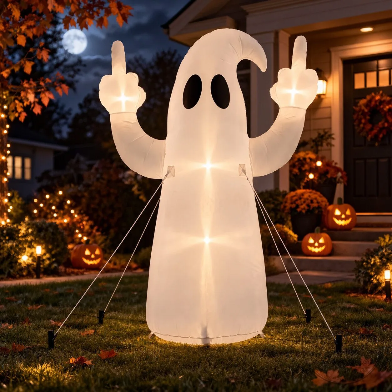 Funny Middle Finger Ghost Inflatable – Halloween Outdoor Yard Decoration | Rude Spooky Decor 4 Funny Middle Finger Ghost Inflatable – Halloween Outdoor Yard Decoration | Rude Spooky Decor