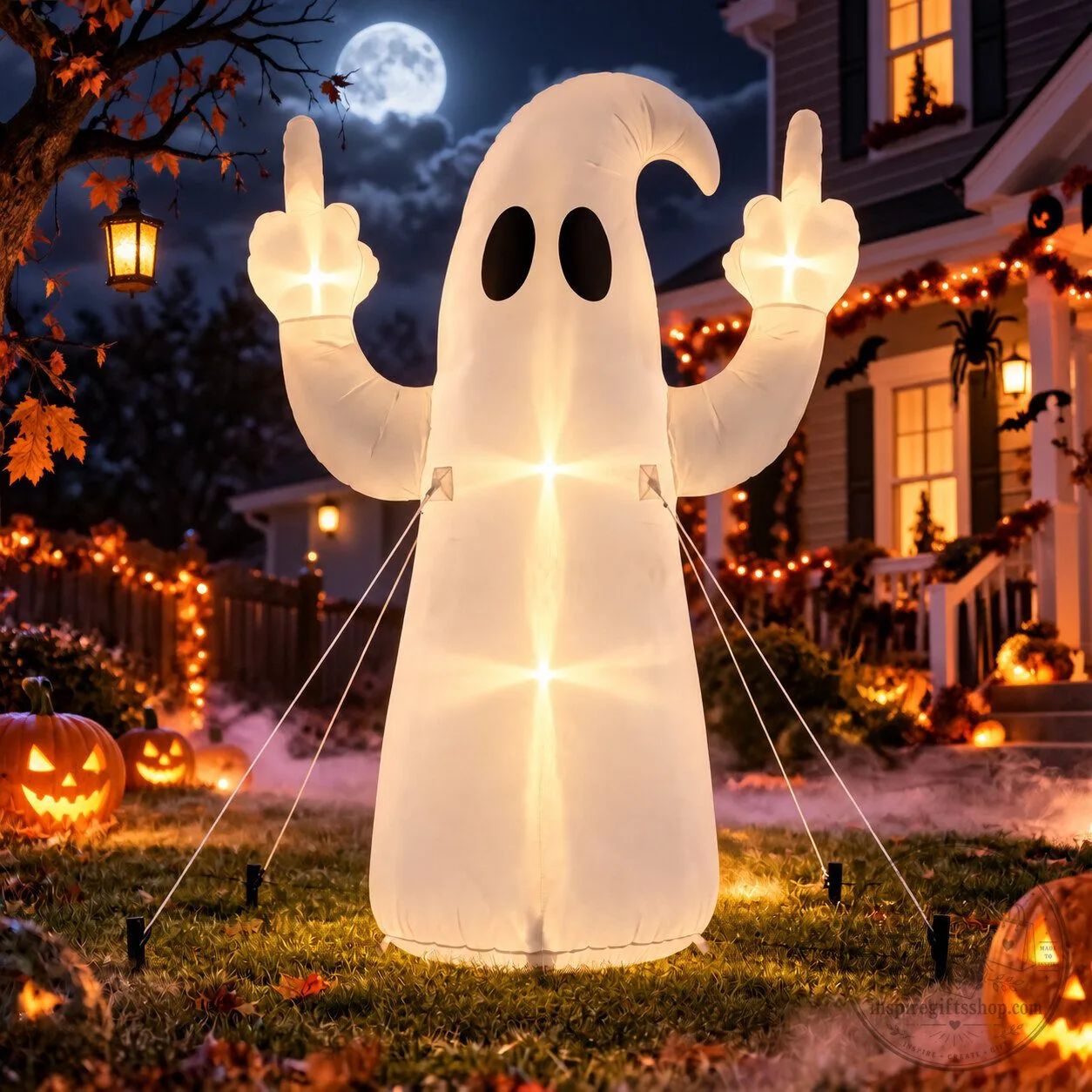 Funny Middle Finger Ghost Inflatable – Halloween Outdoor Yard Decoration | Rude Spooky Decor 6 Funny Middle Finger Ghost Inflatable – Halloween Outdoor Yard Decoration | Rude Spooky Decor