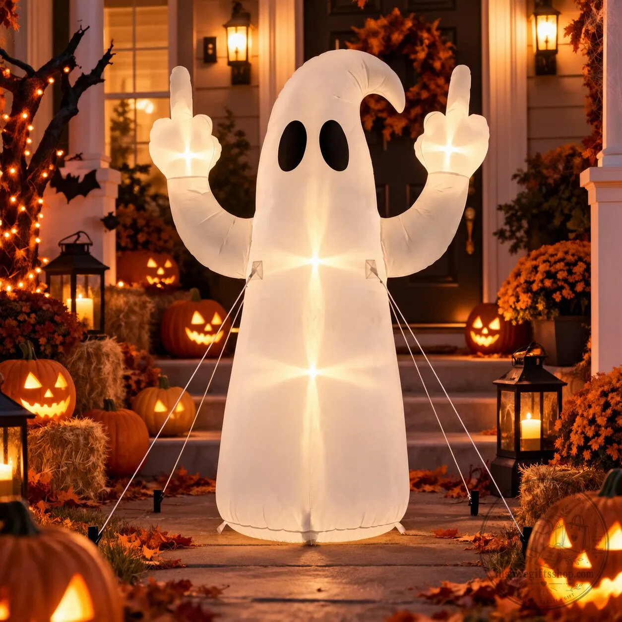 Funny Middle Finger Ghost Inflatable – Halloween Outdoor Yard Decoration | Rude Spooky Decor 7 Funny Middle Finger Ghost Inflatable – Halloween Outdoor Yard Decoration | Rude Spooky Decor