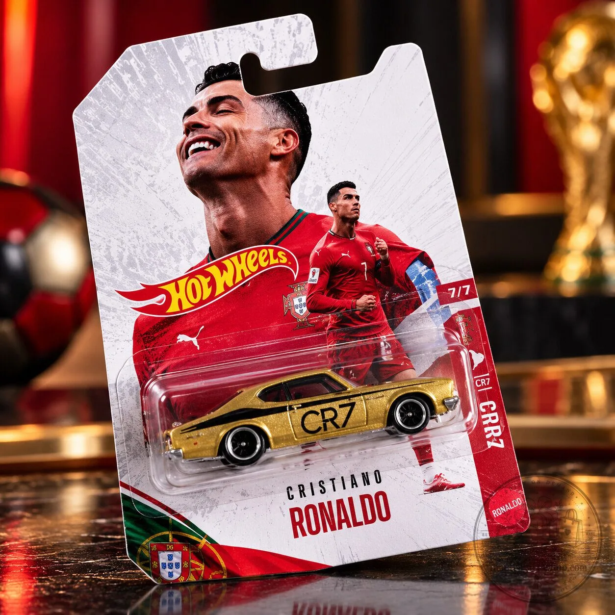 Cristiano Ronaldo CR7 Toy Car – Hot Wheels-Style Custom Backing Card | Football Fan Collectible Gift