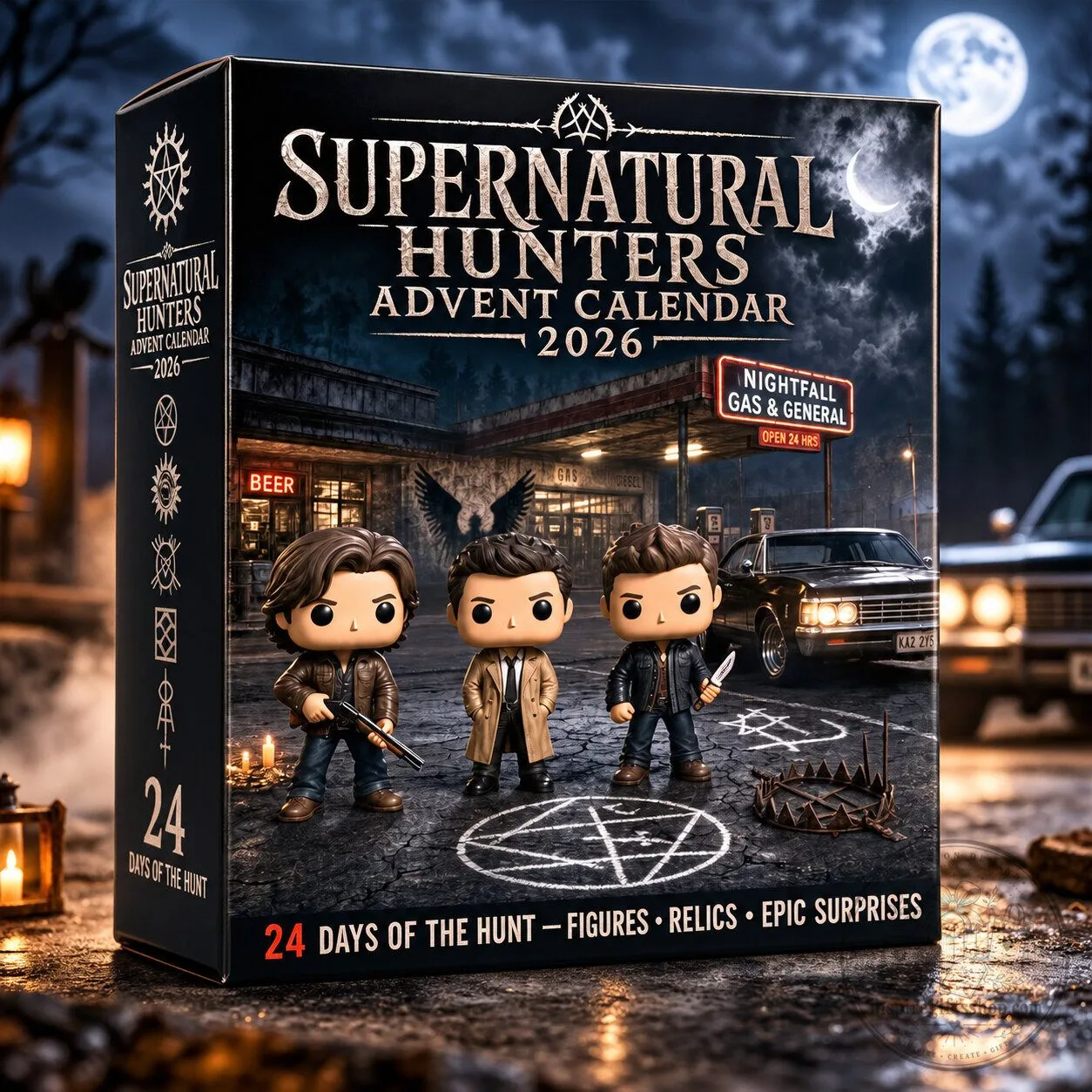 Supernatural Hunters Advent Calendar 2026 – 24 Day Christmas Countdown | Winchester Brothers Fan Gift