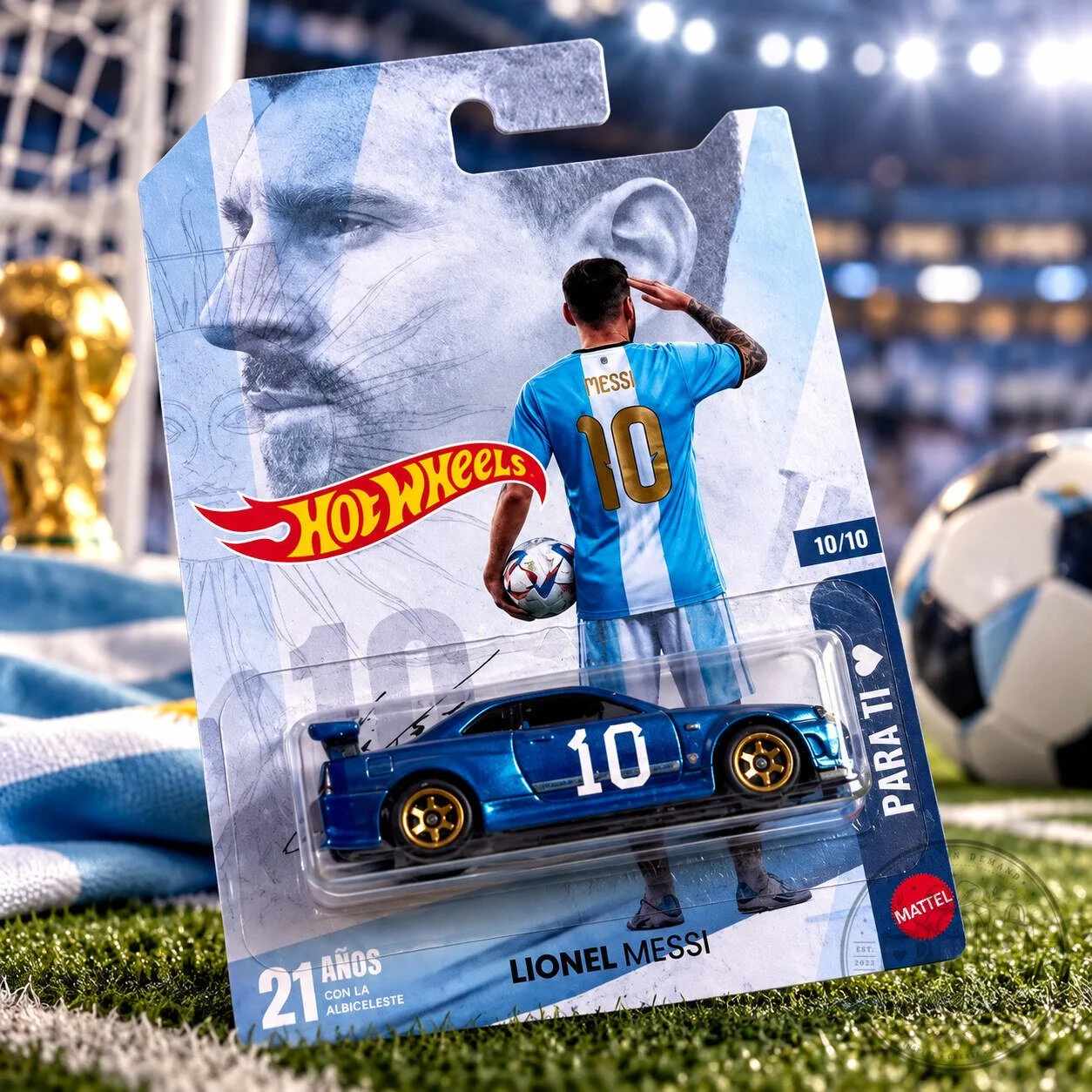 Lionel Messi Custom Toy Car – Hot Wheels-Style Fan-Made Package | Football Collector Gift 3 Lionel Messi Custom Toy Car – Hot Wheels-Style Fan-Made Package | Football Collector Gift