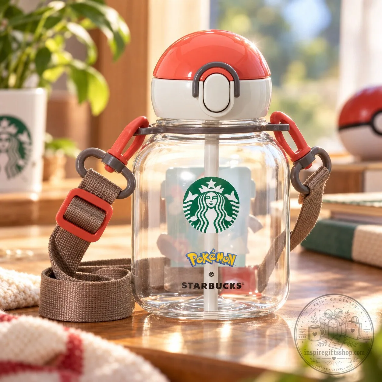 Pokémon + Starbucks Coffee Adventure Straw Tumbler 2026 – 458ml Cup with Strap | Pikachu Collectible