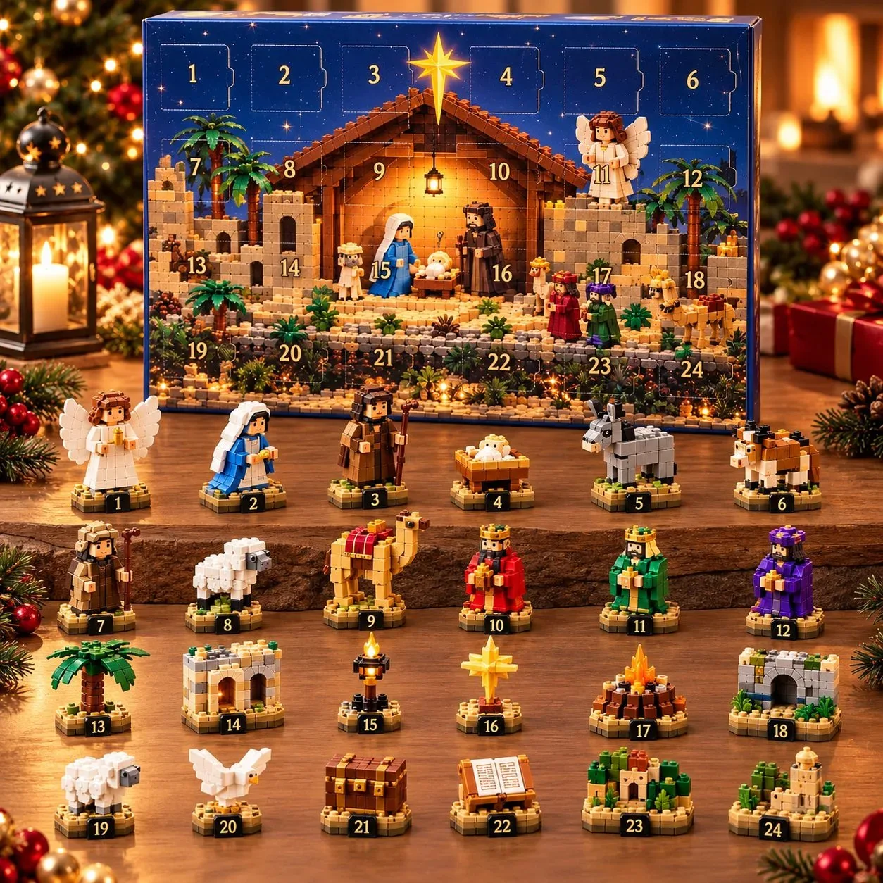 Christian Nativity Advent Calendar 2026 – 24 Day Brick Building Christmas Countdown | Jesus Birth Story Family Gift