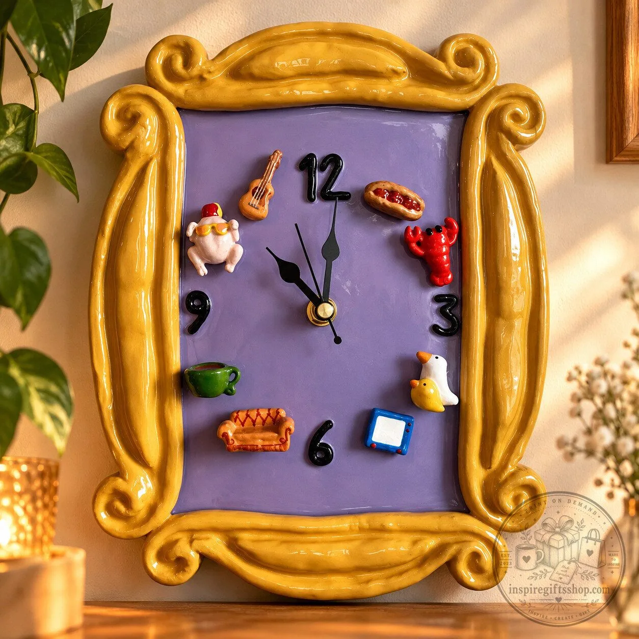 Friends TV Show Magnetic Clock – Monica’s Purple Door Frame Wall Decor | Christmas Gift for Friends Fans