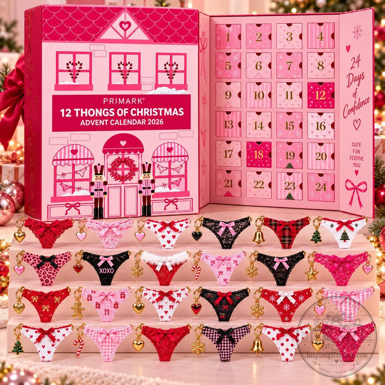 Primark 12 Thongs of Christmas Advent Calendar 2026 – 12-Piece Holiday Lingerie Countdown | Christmas Gift for Women