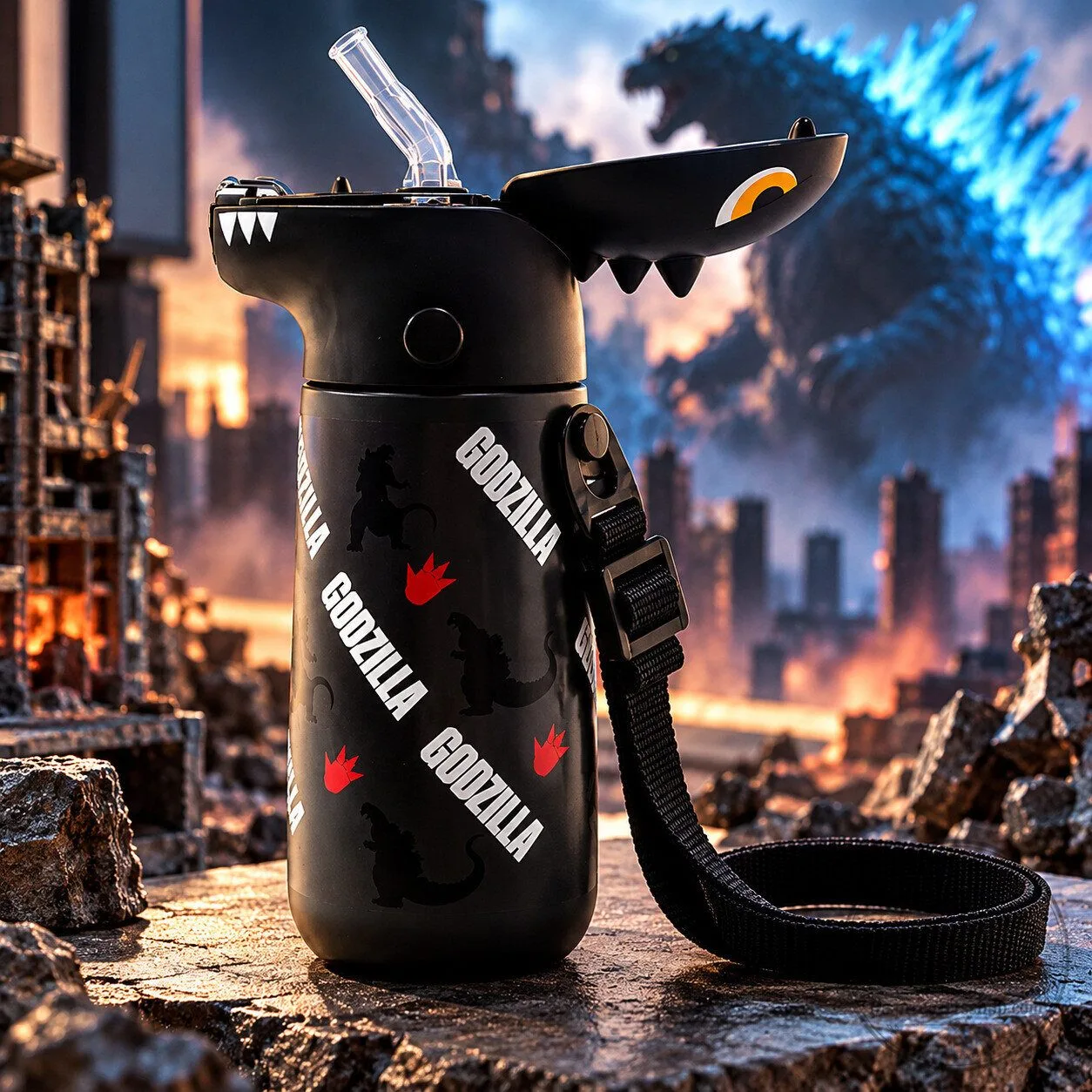 TOHO Godzilla Straw Water Bottle – 420ml 3D Godzilla Head Drink Bottle | Godzilla Fan Gift 5 TOHO Godzilla Straw Water Bottle – 420ml 3D Godzilla Head Drink Bottle | Godzilla Fan Gift